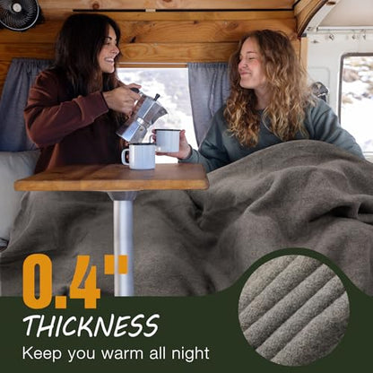 REDCAMP Wool Blanket, Warm and Thick Wool Camping Blanket- Great for Outdoors, Stadium Blanket, Picnics, Travel and Car, Machine Washable 86"x 63" Grey - color: 86"x 63" Grey