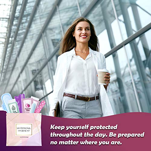 Light Rose Style Menstrual Kit All-in-One 10 Pack | Convenience on The Go | Period Kit Pack for Travelling, Tweens & Teenagers or just When You’re Out | Individually Wrapped Feminine Hygiene Product - color: Light