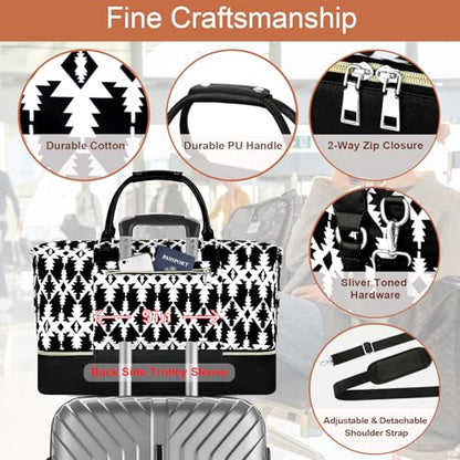 ITIEZY Weekender Overnight Bag for Women - Large Travel Duffel Bag with Shoe Compartment, Gym Duffel Bag Hospital Bag Carry On Tote Bags for Airplanes with Crossbody Bag Toiletry Bag 3Pcs Set - color: 8b-Black