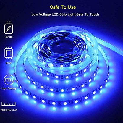 RV Awning Lights, 12V 16.4FT Blue Camping Awning Lights, Motorhome Travel Trailer Food Trucks Van Waterproof Canopy Led Strip Lighting, RV Exterior Underglow Light - color: Blue