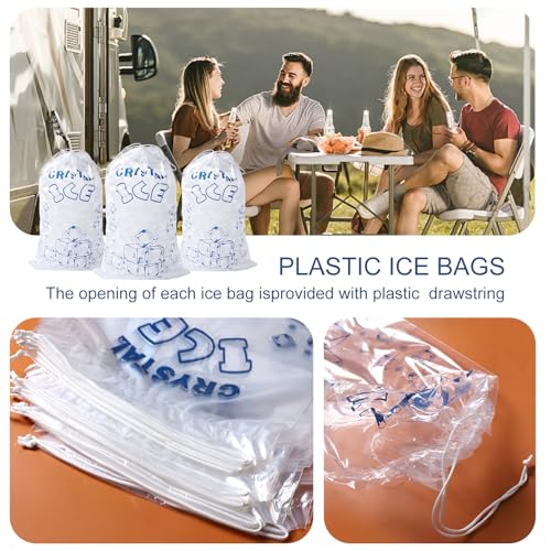Ice Bags 5lb with Drawstring, 50 Pack Plastic Ice Bags for Ice Storage - size: 5LB