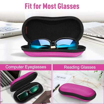FINTIE Sunglasses Case, Hard EVA Shell Shockproof Sport Glasses Case with Metal Carabiner Travel Zipper Eyeglasses Holder - color: Magenta
