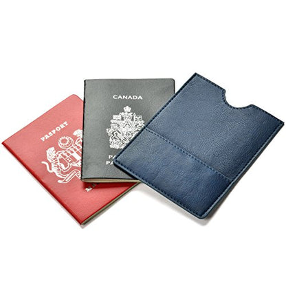 XEYOU Passport Holder Cover - Ultra Slim Premium Vegan Leather Travel Wallet Case Cover - color: Dark Blue
