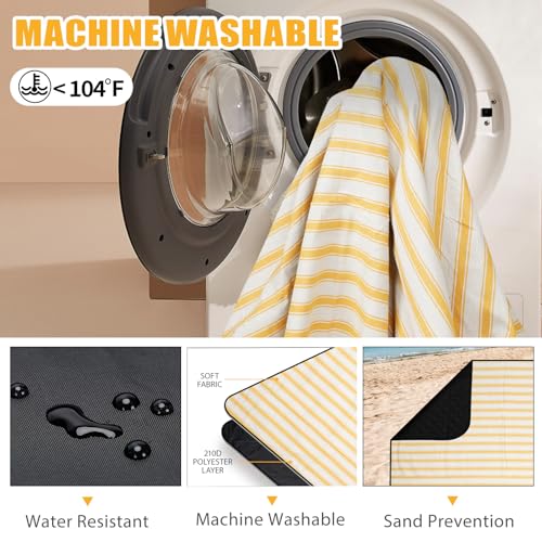 G GOOD GAIN Picnic Blankets Waterproof - Extra Large Outdoor Blanket Sand Free Foldable with Carry Strap for Beach, Camping, Park Grass, Hiking, Travel, Concerts, Indoor(Bumblebee) - color: Bumblebee Yellow