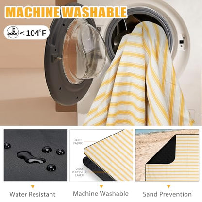 G GOOD GAIN Picnic Blankets Waterproof - Extra Large Outdoor Blanket Sand Free Foldable with Carry Strap for Beach, Camping, Park Grass, Hiking, Travel, Concerts, Indoor(Bumblebee) - color: Bumblebee Yellow