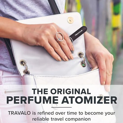 Travalo Classic HD Perfume Atomizer - Leak-Proof and TSA Approved for Air Travel - Reusable, Airtight, Easy-Fill Mini Pump Sprayer - Lightweight, Elegant Design w/Volume Window - Black 0.17oz - color: Black