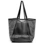 HOHOM Beach Bags for Women, Summer Travel Mesh Tote Bag with Large Inner Pocket, Sandproof Woven Shoulder Handbag - color: Coal Black