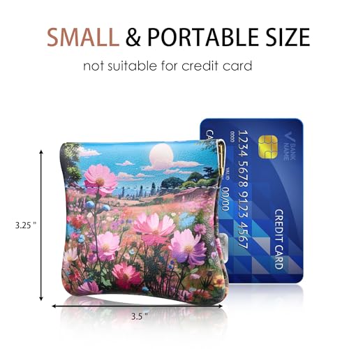 Travelambo Leather Squeeze Coin Purse Pouch Change Holder For Men & Women - color: Boho Floral