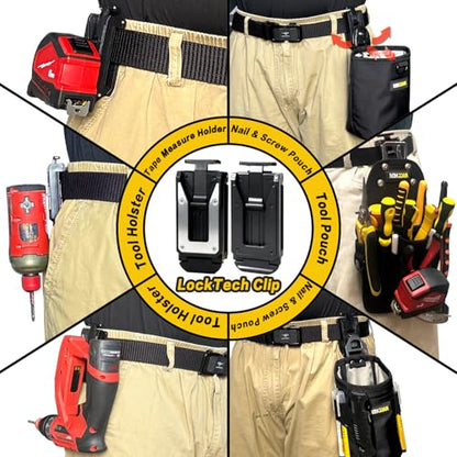 [MAGG HEVI] Nail & Screw Pouch with Belt Clip, Tools Organizer Pouch Bag with Snap Spring Closure for Men, Electrician, Carpenter, HVAC Tech, Technician, Handy Man, Plumber and Contractor - size: Lagre Snap Closure