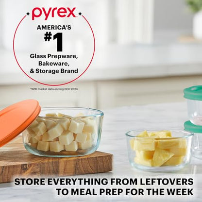 Pyrex Simply Store (8-Pack) Small Glass Food Storage Containers Set, (1 & 2 Cup) Meal Prep Containers With Plastic BPA-Free Lids, Dishwasher & Microwave Safe - size: 8 Pack (Small)