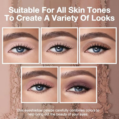 Matte Eyeshadow Palette,Peach Nude Neutral Eye Shadow,Rosy Beige Taupe Brown Eyeshadow,Soft Blendable Natural Makeup,Long Lasting Waterproof Eyeshadow for Daily Office Soft Glam Look,Sombra de Ojos 02 - color: B02