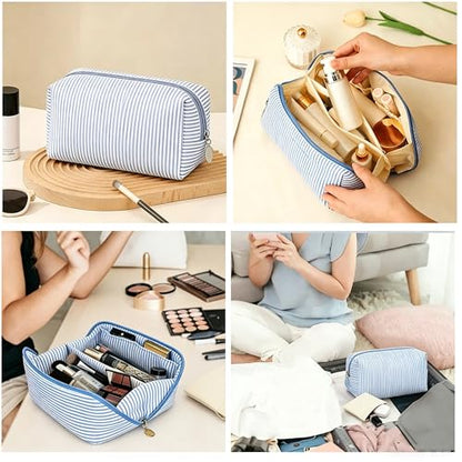 2pcs Makeup Bag Travel Toiletry Bag for Women Lightweight Make Up Bag Purse Organizer Pouches Large Cosmetic Bag Small Makeup Pouch Medicine Bag Travel Essentials for Women Lake Blue - color: lake blue