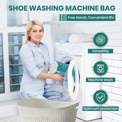 2 Pack Heavy Duty Shoe Wash Bags, 440g Reusable Sneaker Laundry Bags with Auto-Lock Zipper for Sneakers, Slippers & Boots – New2026 - color: Blue