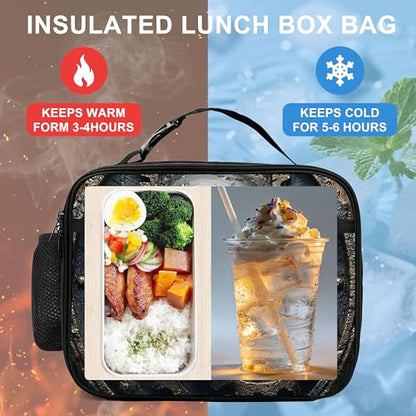 Skull Gear Lunch Bag Insulated Reusable Lunch Box Cooler Thermal Tote Bag For Teenage Boys Girls School Beach - color: Skull Gear