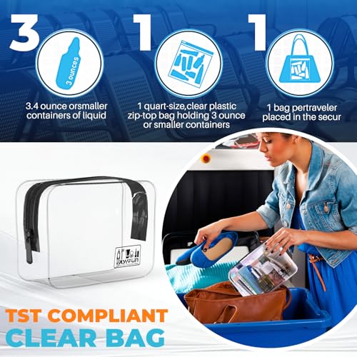 EASYFUN Toiletry Bag 2pcs TSA Approved Travel Clear Toiletry Bag for Men and Women Travel Accessories Quart Size Toiletries Cosmetic Pouch Makeup Bags