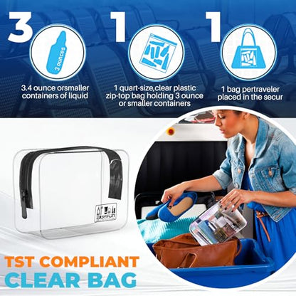 EASYFUN Toiletry Bag 2pcs TSA Approved Travel Clear Toiletry Bag for Men and Women Travel Accessories Quart Size Toiletries Cosmetic Pouch Makeup Bags