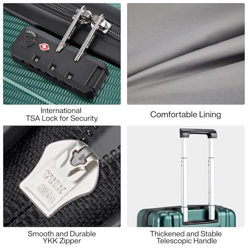 Hanke 20 Inch Carry On Luggage 22x14x9 Airline Approved Lightweight PC Hard Shell Suitcases with Wheels Travel Luggage Rolling Suitcase Travel Luggage Bag for Weekender(Blackish Green) - color: Blackish Green, size: Carry on 20 Inch
