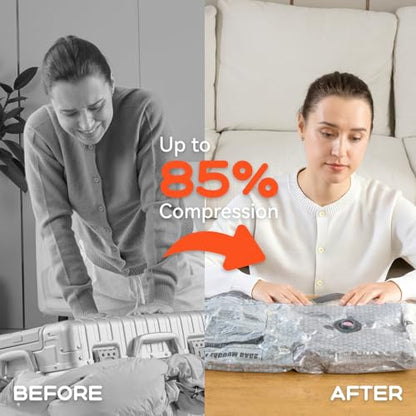 Vacuum Bags for Clothing with Rechargeable Air Pump, 20 Pack Vacuum Seal Bags for Travel, Space Saver Bags for Luggage and Suitcases, Compression Packing Bags in Multiple Travel Size - size: 20 Combo+Pump
