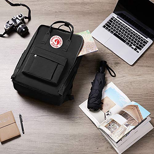 KALIDI Casual Laptop Backpack 15 Inches Classic Camping Rucksack Travel Outdoor Square Daypack College Hiking Gym Bag, Black - color: Black