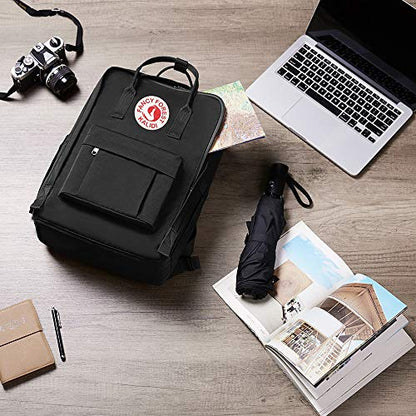 KALIDI Casual Laptop Backpack 15 Inches Classic Camping Rucksack Travel Outdoor Square Daypack College Hiking Gym Bag, Black - color: Black