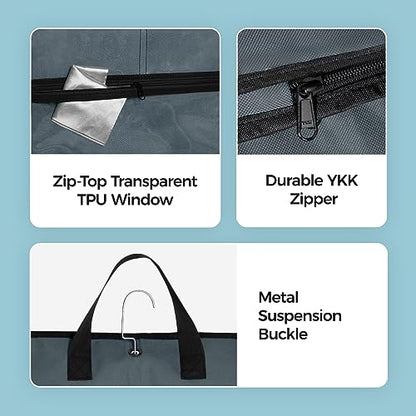 pack all 40" Gusseted Travel Garment Bag, Heavy Duty Hanging Suit Bag, Dress Bag for Closet Storage, Foldable Suit Cover Protector for Clothes Shirts Dresses Coats(Grey) - size: Regular