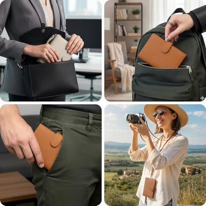 Long Keeper Passport Holder for Women Men PU Leather Anti-theft Wallet with Card Holder Slim Travel Neck Pouch with Lanyard (Beige) - color: Beige