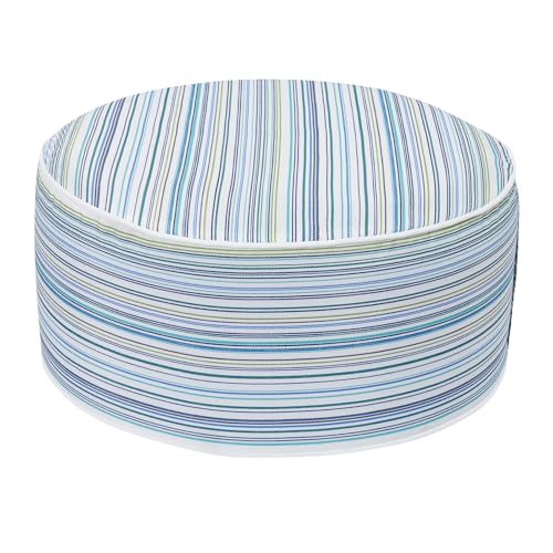 Outdoor/Indoor Inflatable Ottoman Pouf D20 xH9, All Weather Round Footstool with Handle, Water Repellent Portable Footrest for Patio Garden Camping Travel-Blue Stripe - color: Blue Stripe