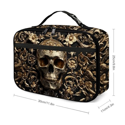 Skull Floral Lunch Bag Insulated Reusable Lunch Box Cooler Thermal Tote Bag For Teenage Boys Girls School Beach - color: Skull Floral