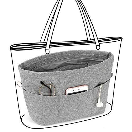 VANCORE Purse Organizer Insert for Handbags,Tote Bag Organizer Insert with Zipper Bag,Premium Handbag Organizer Inside Liner for Women - color: Grey, size: Small