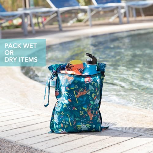 Bumkins - Waterproof Wet Bag & Clear Travel Bags - For Beach, Baby, Travel, Swim Suit, Cloth Diapers, Pump Parts, Pool, Gym, Toiletries - Reusable & Easy to Clean - Jungle - 4 Pack - color: B1 Jungle-4