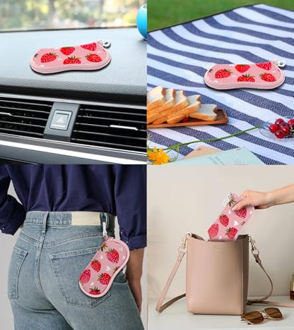 Sunglasses Case Soft Glasses Cases for Women Pouch Eyeglass Bag Eye Glass Kids Girls Sun Glasses Cute Kawaii - color: Strawberry