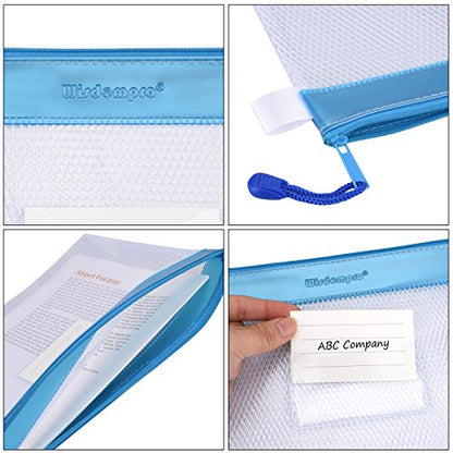 Wisdompro Zipper Pouch, 4 Packs Durable Letter Size Waterproof Mesh File Bag, Document Organizer - Pink/Blue - color: Pink/Blue