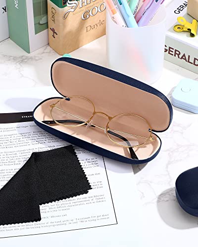 Frienda 3 Pieces Hard Shell Glasses Case Eyeglass Case Protective Sunglass Holder with Cleaning Cloth for Men Women Unisex - color: Blue