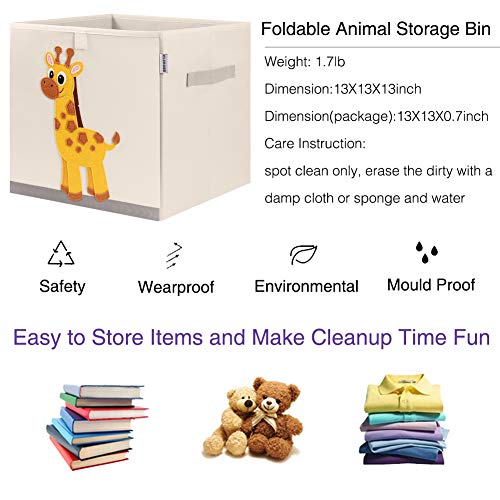 Foldable Animal Cube Storage Bins Fabric Toy Box/Chest/Organizer for Kids Nursery, 13 inch (Elegant Giraffe) - color: Elegant Giraffe