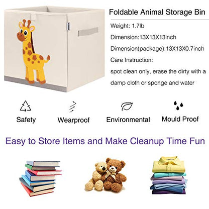Foldable Animal Cube Storage Bins Fabric Toy Box/Chest/Organizer for Kids Nursery, 13 inch (Elegant Giraffe) - color: Elegant Giraffe