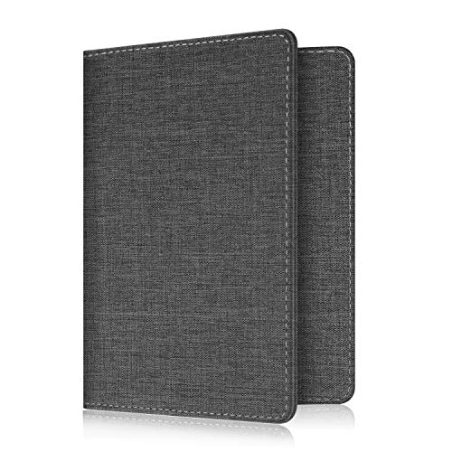 FINTIE Passport Holder, Slim Travel Wallet RFID Blocking Card Case Cover Passport Cover Protector Essentials with Credit Card Slots for Women/Men | Slim - color: Denim Charcoal