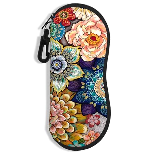 Sunglasses Soft Case, Ultra Light Portable Neoprene Zipper Glasses Case for Men Women - color: Colorful Mandala