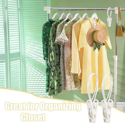 Baby Clothes Pins Pants Hangers Clip, Multi-Purpose Laundry Hooks Hanging Clips Bulk with Plastic Rope for Closet Organizer Hat Sock Bra Bathroom Wardrobe Kitchen Towel Travel Clothing Drying 60Pack
