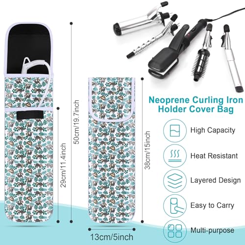 Shappy 2 Pcs Heat Resistant Hair Tools Bag Curling Iron Travel Case Cover Neoprene Flat Iron Holder Travel Case and Silicone Mat Pouch for Hot Hair Tools Storage Organizer(Sloth Style) - style: Sloth Style
