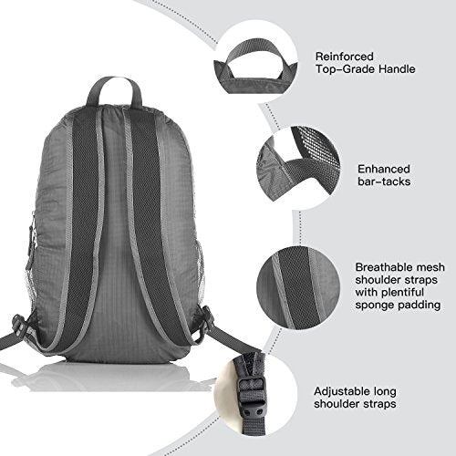 Outlander Packable Handy Lightweight Travel Hiking Backpack Daypack-Grey-L - color: Grey, size: 33L