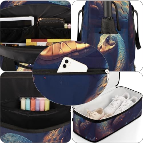 Travel Duffle Bags With Shoes Compartment for Women Men Funny Animal Snake Lightweigh Sports Tote Gym Bag Foldable Canvas Weekender Overnight Carry On Luggage Handle Bag - color: print 11