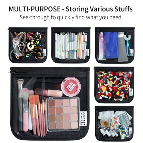 HIONXMGA TSA Approved Toiletry Bag, Set of 3 Clear Travel Toiletry Bag Quart Size Zipper Travel Pouch, Waterproof Makeup Cosmetic Bag for Women Men Kids Toiletries Carry on, Black Large - color: Black, 3 Large