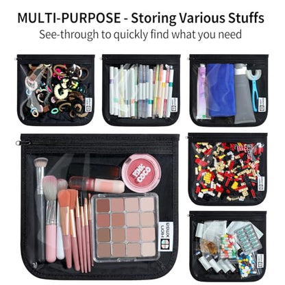 HIONXMGA TSA Approved Toiletry Bag, Set of 3 Clear Travel Toiletry Bag Quart Size Zipper Travel Pouch, Waterproof Makeup Cosmetic Bag for Women Men Kids Toiletries Carry on, Black Large - color: Black, 3 Large