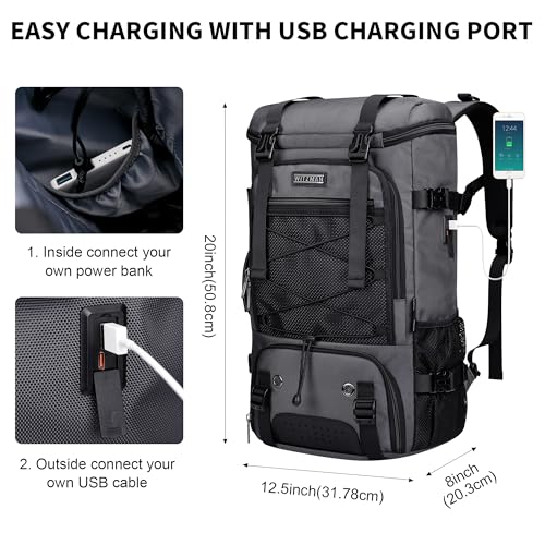 WITZMAN Travel Backpack for Men Large 3 in 1 Convertible Airline Approved Carry-on Luggage Backpack(B715 Silvery Grey) - color: Silvery Grey
