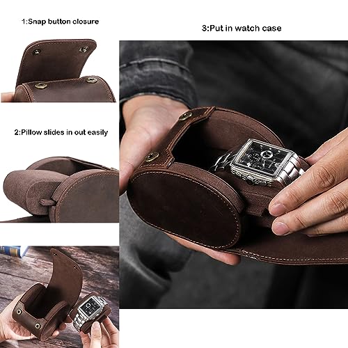Personalized Custom Name Watch Case Roll Organizer, Genuine Leather Travel 1-Watche Case For Watch/Bracelet (03 Coffee) - color: 03 Coffee