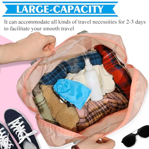 Travel Bag 36 Packes Carry on Luggage Foldable Duffel Bag Sports Gym Bag Weekender Overnight Bag Water Resistant Nylon Travel Duffel for Men Women - color: 12Pink 12Blue 12Red