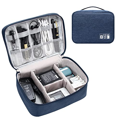Electronics Organizer Travel Cable Organizer Bag Waterproof Portable Digital Storage Bag Electronic Accessories Case Cable Charger Organizer Case - color: Navy Blue-2