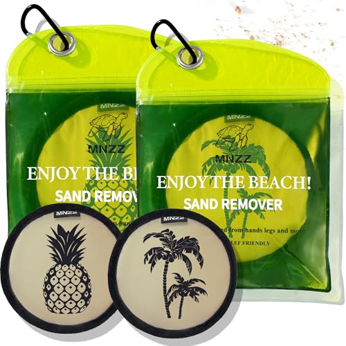 MNZZ Beach Sand Remover Bag Lightweight Compact Eraser for Towel Blanket Chair Tent Shell Shovel Umbrella Hat Shade Cover Canopy Travel Picnic Outdoor Pool Accessory Pouch 2 Pack - color: 2pcs Exquisite Round Pineapple Palm