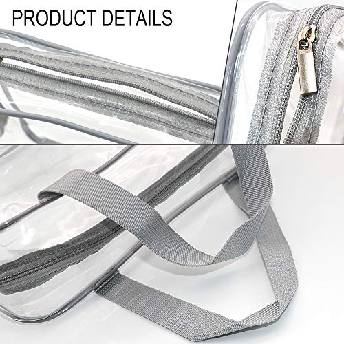 APREUTY Clear Makeup Bags, TSA Approved 6Pcs Cosmetic Makeup Bags Set Clear PVC with Zipper Handle Portable Travel Luggage Pouch Airport Airline Bags Bathroom (Gray) - color: Gray-6PCS (Large+Medium+Small)