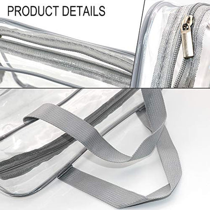 APREUTY Clear Makeup Bags, TSA Approved 6Pcs Cosmetic Makeup Bags Set Clear PVC with Zipper Handle Portable Travel Luggage Pouch Airport Airline Bags Bathroom (Gray) - color: Gray-6PCS (Large+Medium+Small)